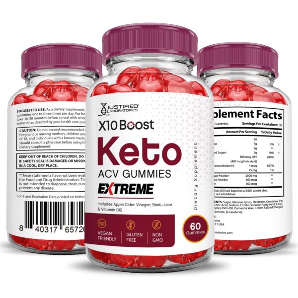 Frontal de caja gomitas keto X10 Boost ACV