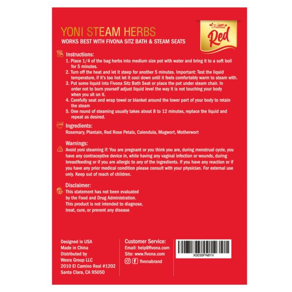 Hierbas vapor yoni Fivona para equilibrar salud íntima femenina