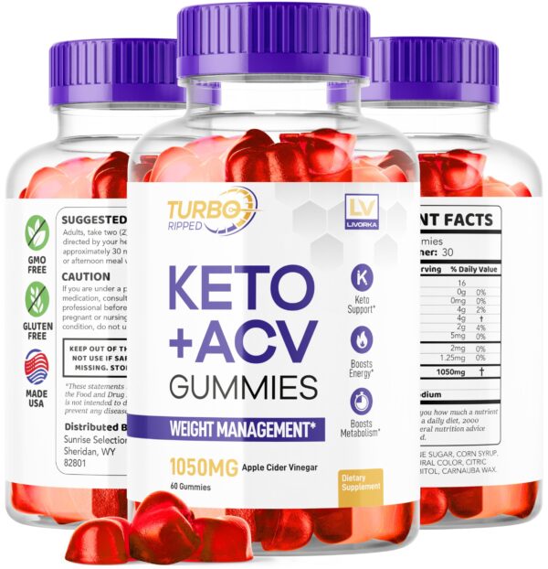 Paquete con 2 frascos Turbo Ripped Keto ACV Gummies