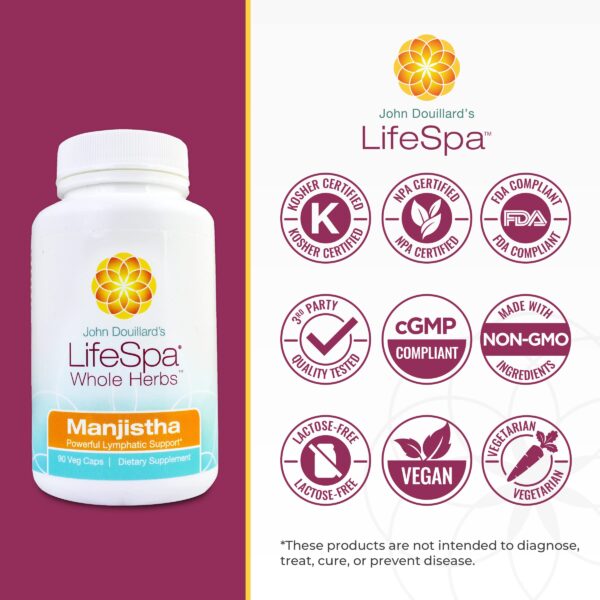 Cápsulas veganas LifeSpa Manjistha para sistema linfático saludable