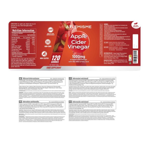 Paquete de gomitas ATLEMISME vinagre de sidra de manzana