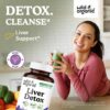 Etiqueta con ingredientes y beneficios detox hígado Wild & Organic