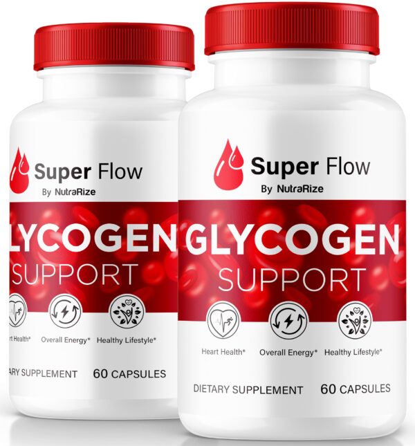 Paquete de 2 frascos de cápsulas Super Flow Glycogen para energía