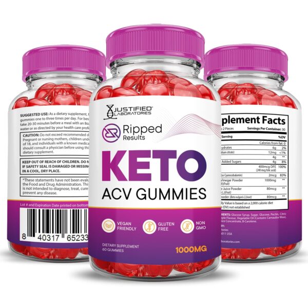 Paquete gomitas keto acv Ripped Results 60 unidades veganas