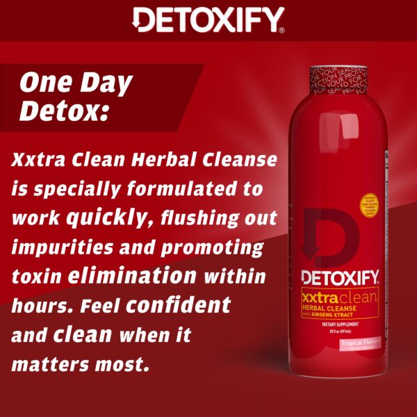 Vista lateral botella Detoxify Xxtra Clean bebida desintoxicante