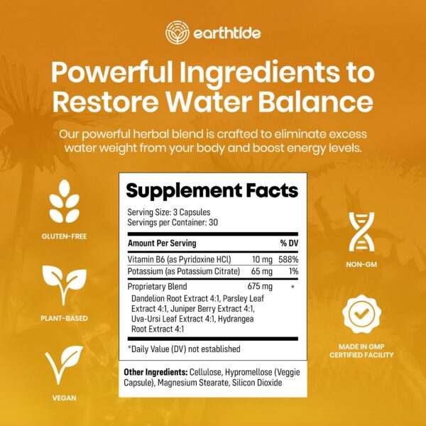 Pastillas diuréticas herbales Aquavane para retención de líquidos