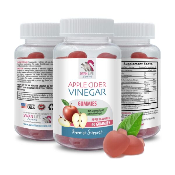 Gomitas vinagre de sidra de manzana natural SWAN LIFE 60 unidades