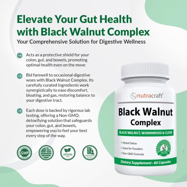 Suplemento Nutracraft Black Walnut para salud intestinal