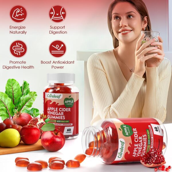 botellas careleaf gomitas vinagre manzana y ashwagandha