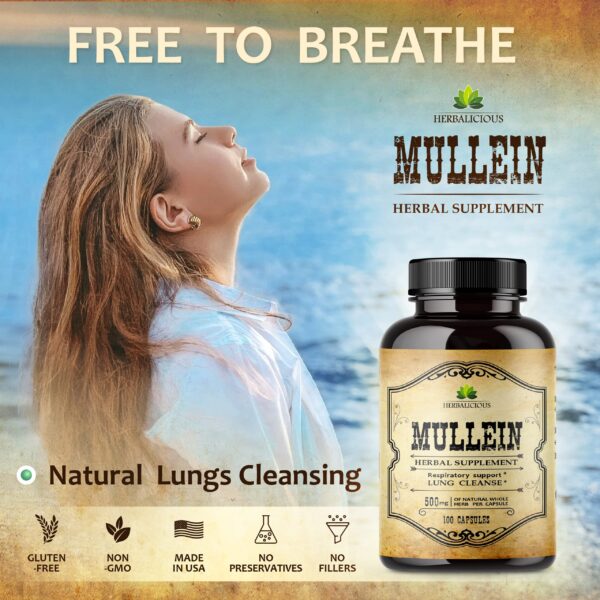 Frasco de cápsulas Herbalicious extracto de hoja de gordolobo