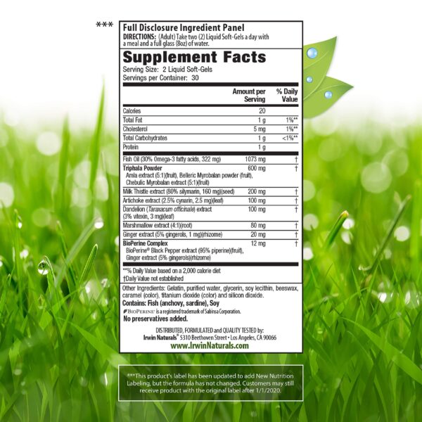 Cápsulas líquidas Irwin Naturals para limpieza digestiva suave