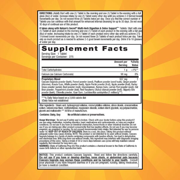 Tabletas para limpieza de colon Nature's Secret Multi-Hierbas