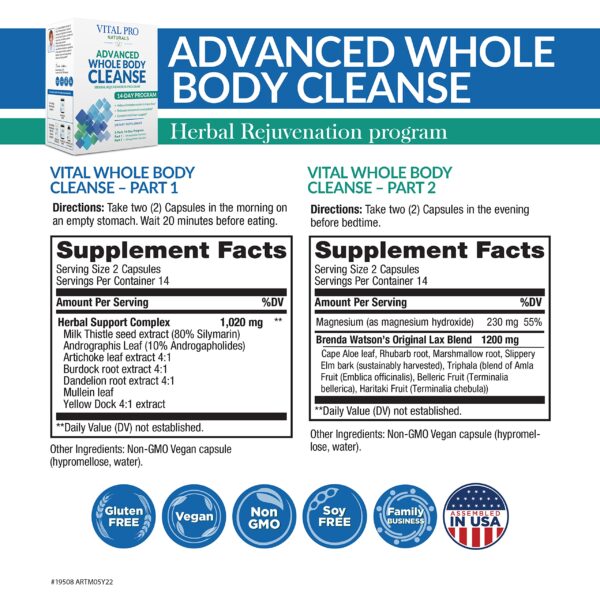 Suplemento herbal limpieza corporal vital pro naturals 14 días