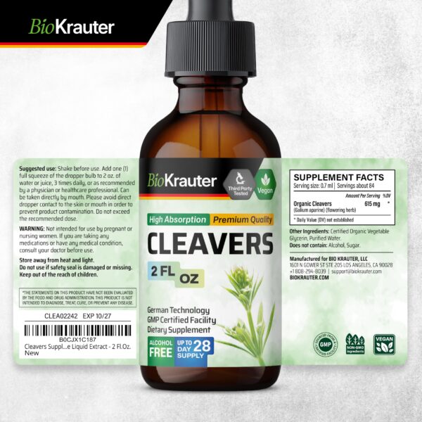 Extracto líquido BIO KRAUTER de hierba cleavers para bienestar