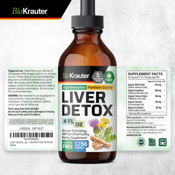 Tinturas detox BioKrauter libre de aditivos y colores artificiales