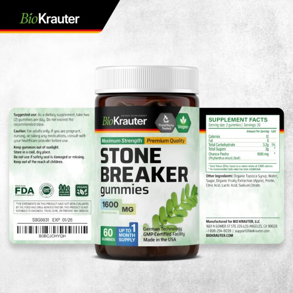 Gomitas BIO KRAUTER Chanca Piedra 60 unidades veganas