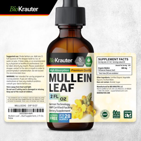 Tintura para salud pulmonar BIO KRAUTER en botella con etiqueta