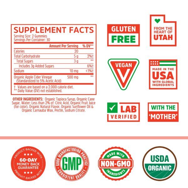 Detalle gomitas detox vinagre sidra de manzana con la madre