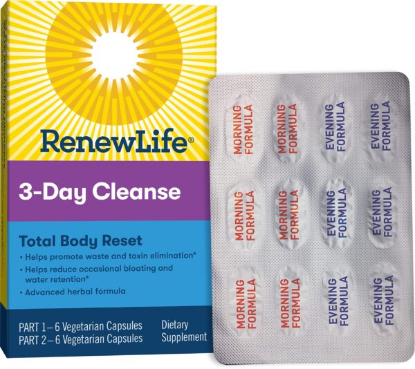 Renew Life Cleanse 3 Días suplemento detox herbal 12 cápsulas