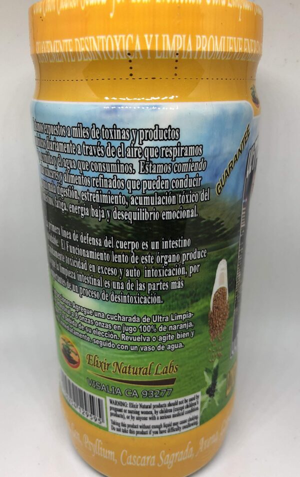 Frasco y etiqueta Elixir Natural Lbs limpiador intestinal