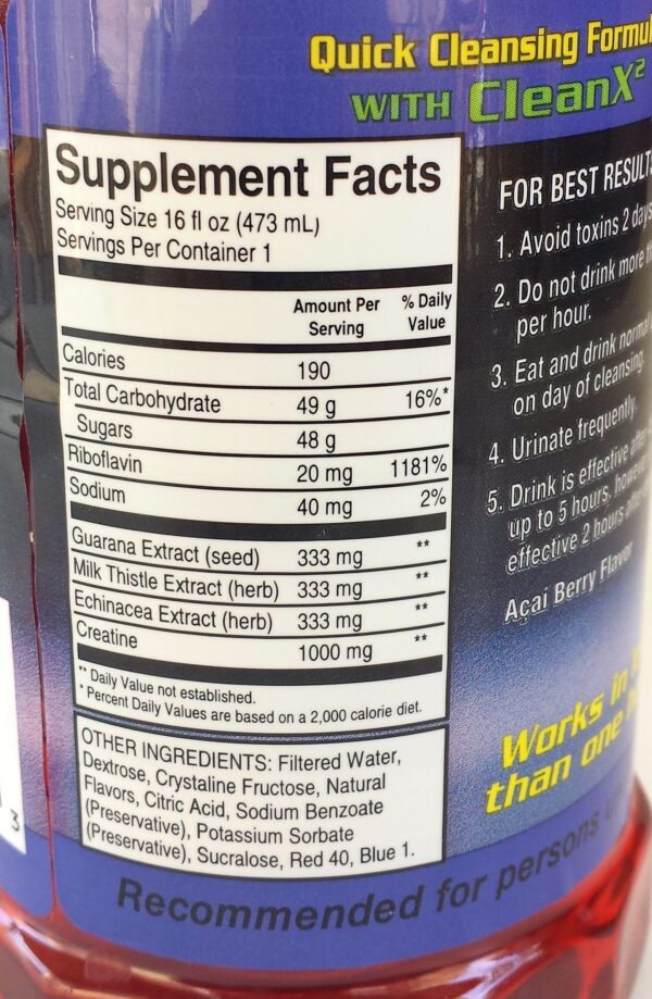 Champ flush out bebida detox en botella ligera azul