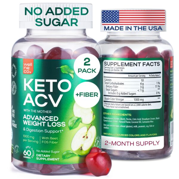 Gomitas verdes Keto ACV Wellneco botella frontal