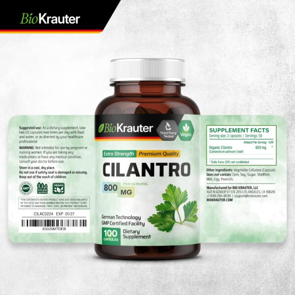 Cápsulas naturales BIO KRAUTER con cilantro antioxidante