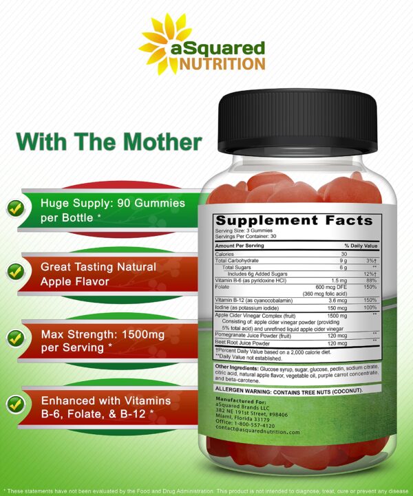 Gomitas veganas vinagre sidra de manzana aSquared Nutrition