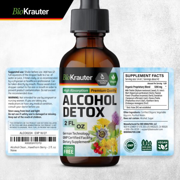 Ingredientes naturales en tinturas detox alcohol y hígado BIO KRAUTER
