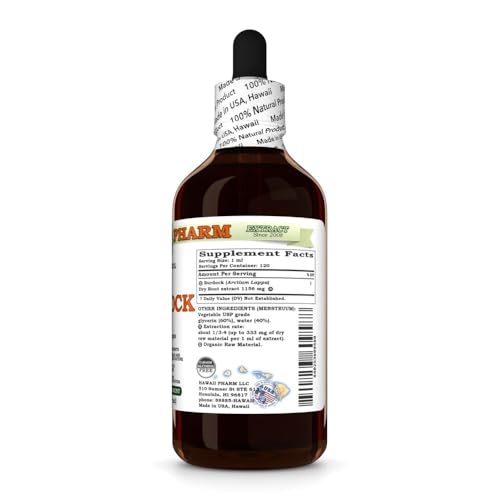Frasco extracto natural sin alcohol Bardana Hawaii Pharm 4 onzas
