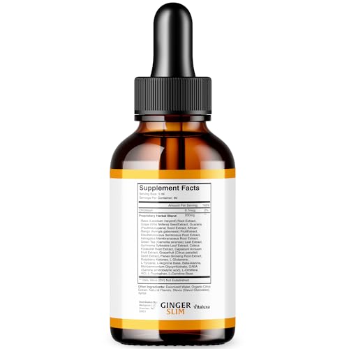 Etiqueta gotas Ginger Slim fórmula avanzada premium