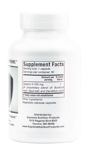 Frasco de Glypho-X Supreme Supreme Nutrition cápsulas herbales