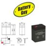 Dimensiones batería BatteryGuy 6V 4.5Ah SLA recargable
