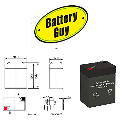 Dimensiones batería BatteryGuy 6V 4.5Ah SLA recargable