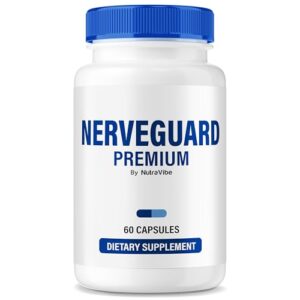 Frasco de NutraVibe NerveGuard Premium 60 cápsulas
