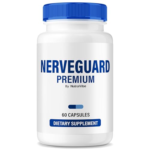 Frasco de NutraVibe NerveGuard Premium 60 cápsulas