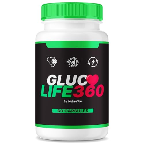 Frasco de Gluco Life 360 suplemento para salud cardiaca y circulación