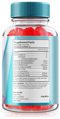 NutraRize Perfitly Active Keto ACV gomitas etiqueta botella