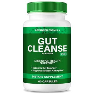 NutraVibe Gut Cleanse Pro frasco con cápsulas para higiene intestinal y digestión