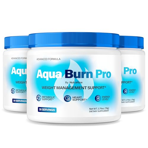 Envase de NutraRize Aqua Burn Pro polvo diario para energía y cuerpo
