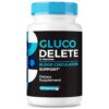 Botella de NutraVibe Gluco Delete con cápsulas para energía y equilibrio circulatorio