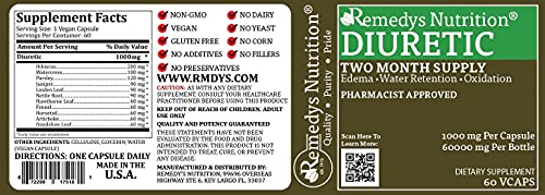 Cápsulas veganas Remedy's Nutrition diurético 1000 mg