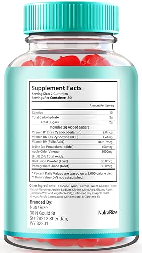 Etiqueta gomitas Keto ACV NutraRize fórmula premium