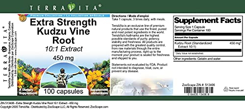 Parte trasera del envase cápsulas extracto kudzu 10:1