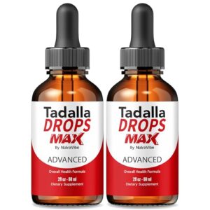 Frascos Tadalla Drops Max NutraVibe fórmula líquida para energía