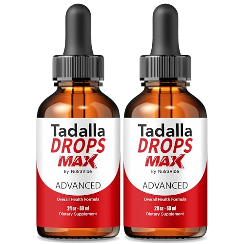 Frascos Tadalla Drops Max NutraVibe fórmula líquida para energía