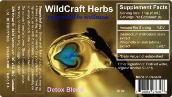 Etiqueta producto extracto tinctura detox Wildcraft Herbs