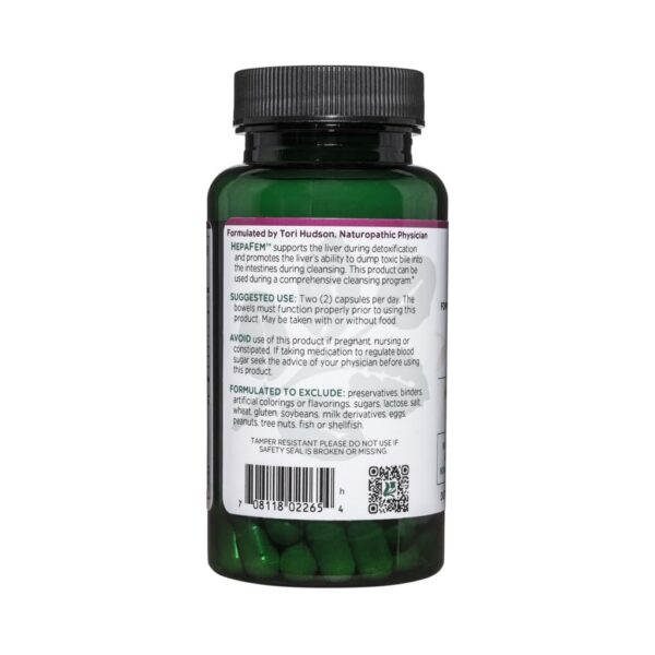 Capsulas Vitanica Hepafem en frasco transparente