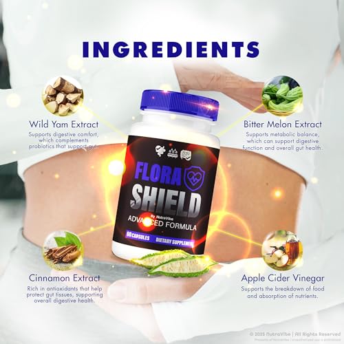 Ingredientes vegetales premium en cápsulas Flora Shield