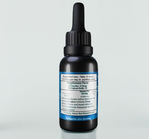 Detalle envase Zeolita líquida soporte sistema inmune pH óptimo